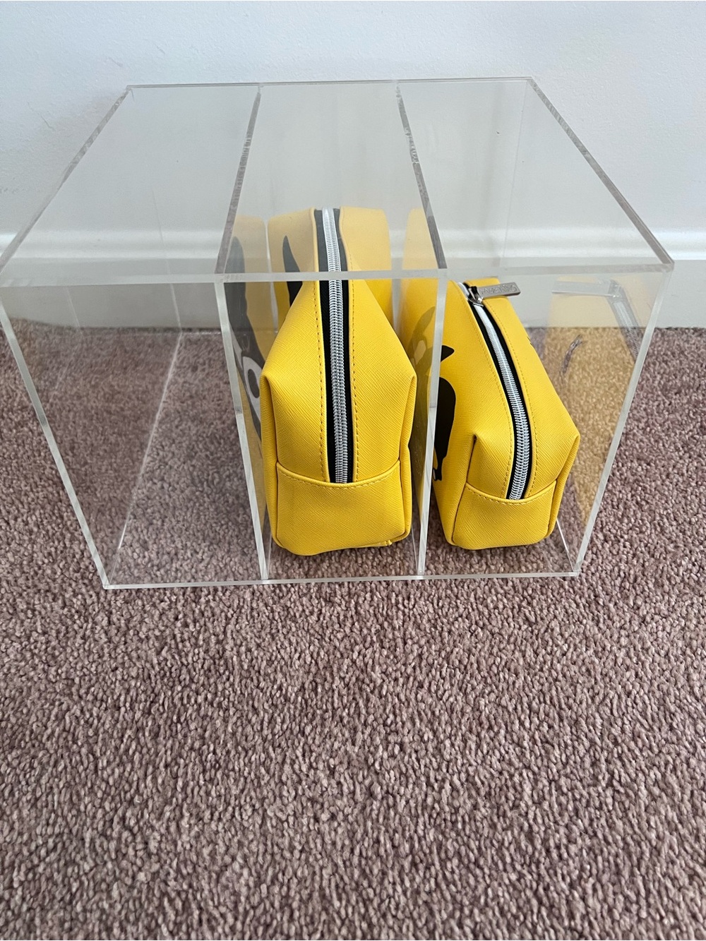 Container Store Acrylic 3 compartment wallet and wristlet holder